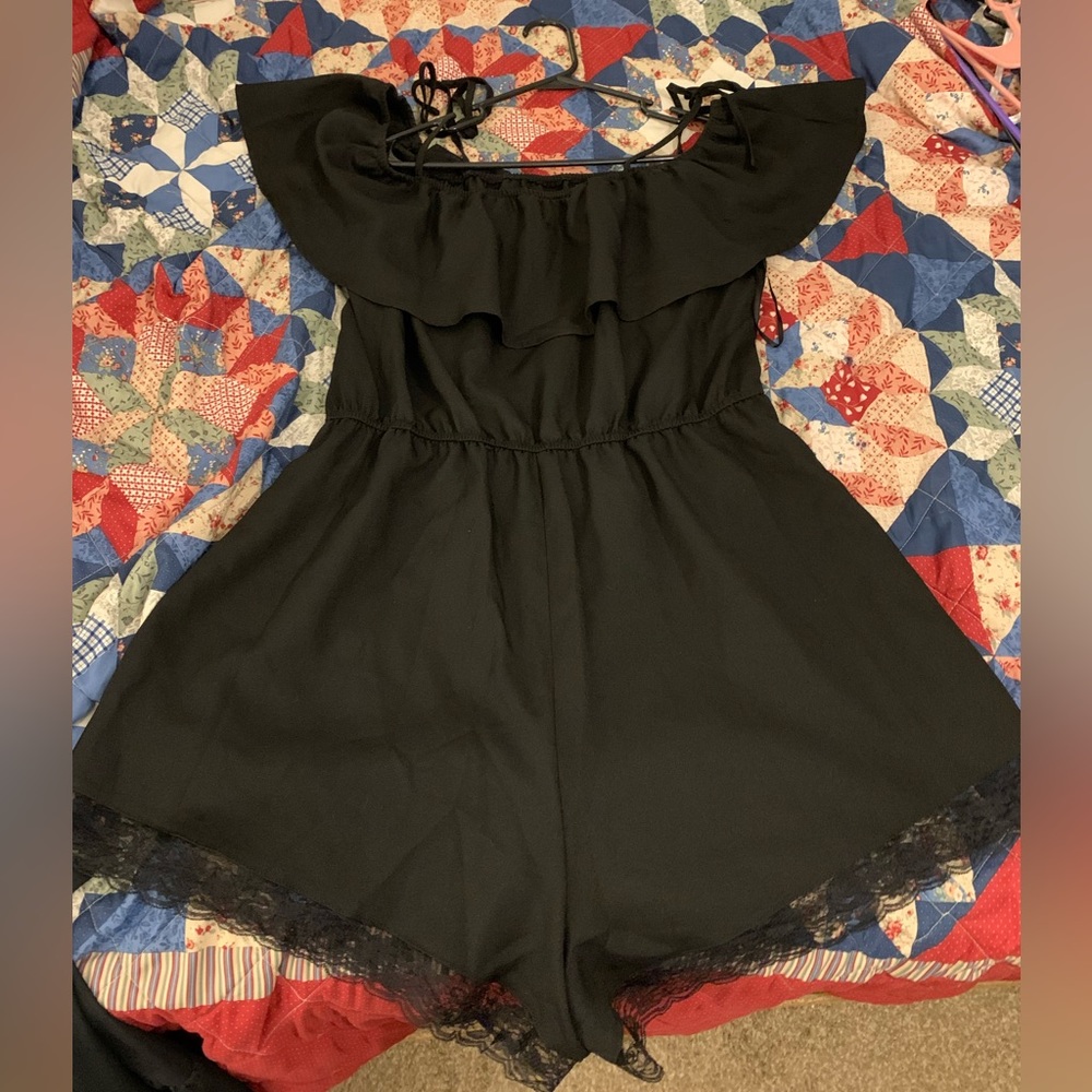Black SHEIN lace romper